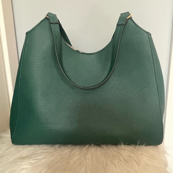 Nanette Lepore Pebbled Faux Leather Green Shoulder Bag - Picture 2 of 8